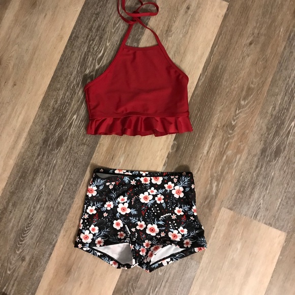 girls high waisted swimsuit